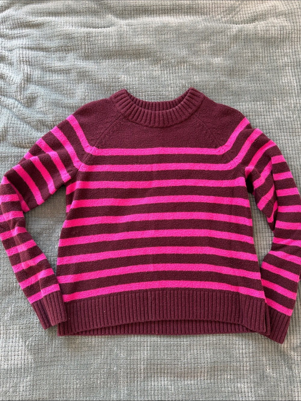 GAP Striped Crewneck Sweater in Berry and Hot Pink
